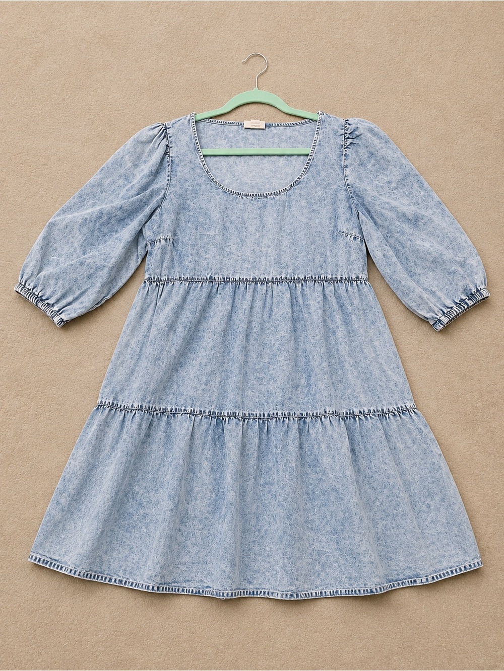 a.n.a Light Blue Denim-Effect Tiered Dress for Kids